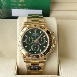 Rolex-Daytona 116508 40mm YG/YG Green/Stk Dial 904L BTF SA4130