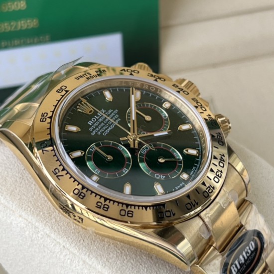 Rolex-Daytona 116508 40mm YG/YG Green/Stk Dial 904L BTF SA4130
