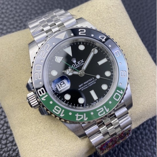 Rolex-GMT Master II 126720 Sprite Left Jub 40mm SS/SS Clean DD3285 Super Clone