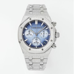 Audemars Piguet-Royal Oak Chrono 26240ST Frosted 41mm SS/SS Blue Dial APS SH4401 Super Clone
