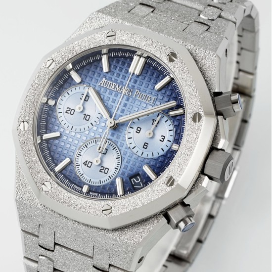 Audemars Piguet-Royal Oak Chrono 26240ST Frosted 41mm SS/SS Blue Dial APS SH4401 Super Clone