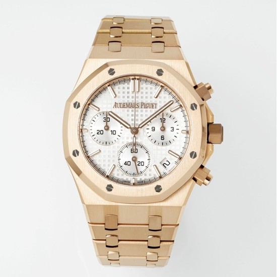 Audemars Piguet-Royal Oak Chrono 26240OR 41mm RG/RG White Dial APS SH4401 Super Clone