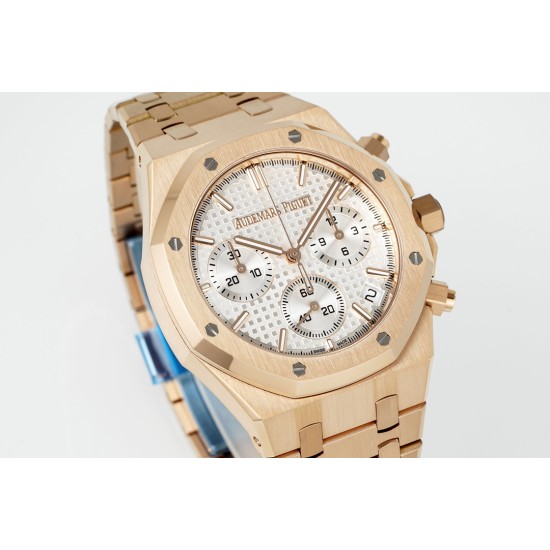 Audemars Piguet-Royal Oak Chrono 26240OR 41mm RG/RG White Dial APS SH4401 Super Clone