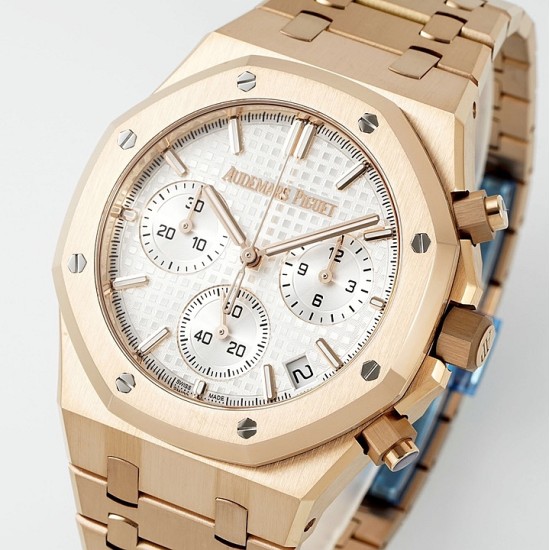 Audemars Piguet-Royal Oak Chrono 26240OR 41mm RG/RG White Dial APS SH4401 Super Clone