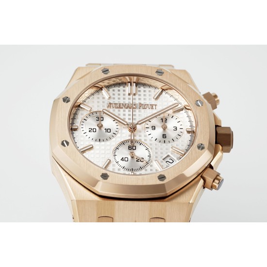 Audemars Piguet-Royal Oak Chrono 26240OR 41mm RG/RG White Dial APS SH4401 Super Clone