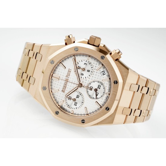 Audemars Piguet-Royal Oak Chrono 26240OR 41mm RG/RG White Dial APS SH4401 Super Clone