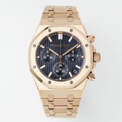 Audemars Piguet-Royal Oak Chrono 26240OR 41mm RG/RG Blue Dial APS SH4401 Super Clone
