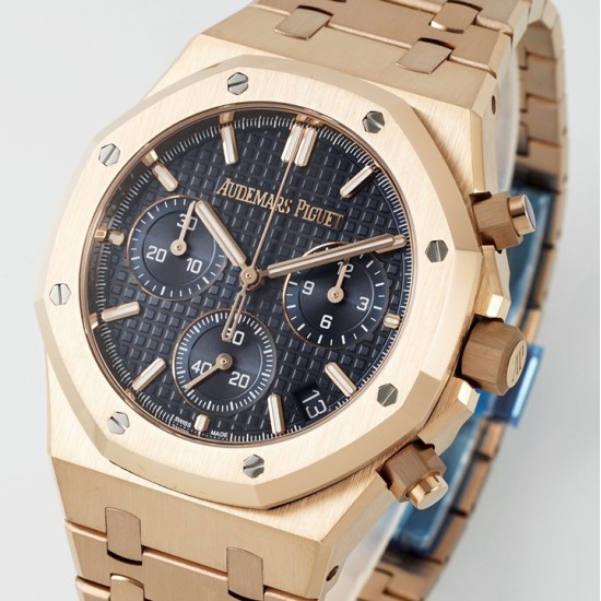 Audemars Piguet-Royal Oak Chrono 26240OR 41mm RG/RG Blue Dial APS SH4401 Super Clone