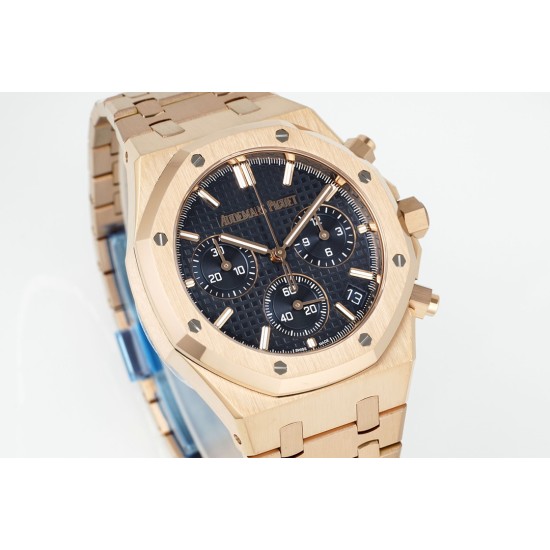 Audemars Piguet-Royal Oak Chrono 26240OR 41mm RG/RG Blue Dial APS SH4401 Super Clone