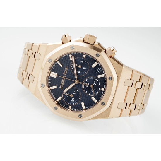 Audemars Piguet-Royal Oak Chrono 26240OR 41mm RG/RG Blue Dial APS SH4401 Super Clone