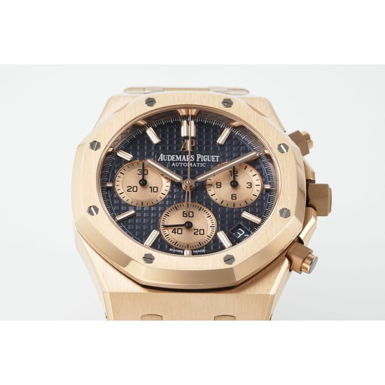 Audemars Piguet-Royal Oak Chrono 26240OR 41mm RG/RG Blue Dial APS SH4401 Super Clone