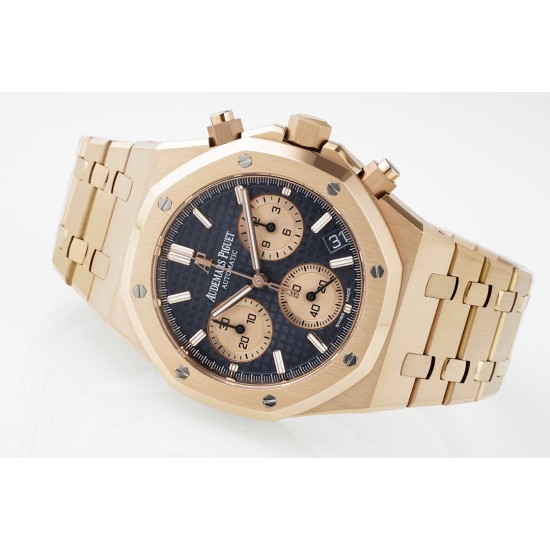 Audemars Piguet-Royal Oak Chrono 26240OR 41mm RG/RG Blue Dial APS SH4401 Super Clone