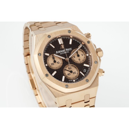 Audemars Piguet-Royal Oak Chrono 26240OR 41mm RG/RG Brown Dial APS SH4401 Super Clone