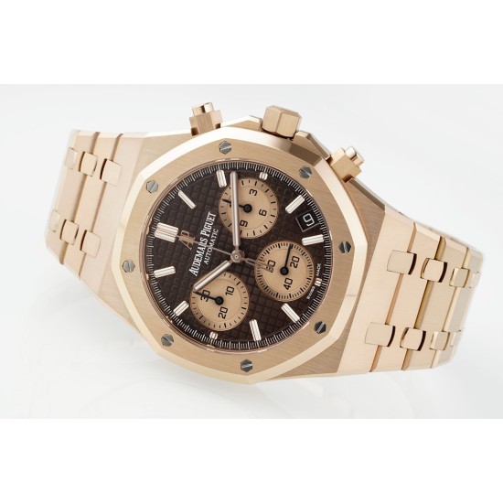 Audemars Piguet-Royal Oak Chrono 26240OR 41mm RG/RG Brown Dial APS SH4401 Super Clone