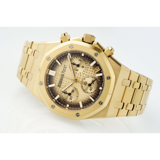 Audemars Piguet-Royal Oak Chrono 26240BA 41mm YG/YG Gold Dial APS SH4401 Super Clone