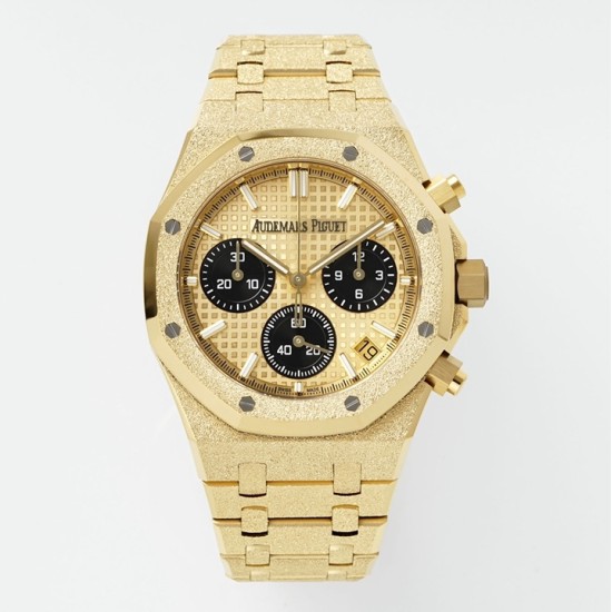 Audemars Piguet-Royal Oak Chrono 26240BA Frosted 41mm YG/YG Gold/Blk APS SH4401 Super Clone