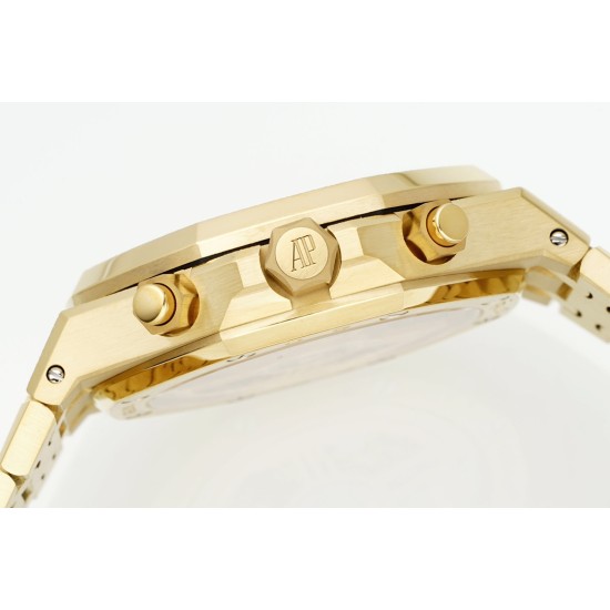 Audemars Piguet-Royal Oak Chrono 26240BA Frosted 41mm YG/YG Gold/Blk APS SH4401 Super Clone