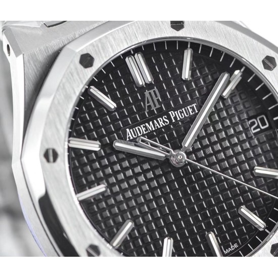 Audemars Piguet-Royal Oak 41mm 15500 SS/SS Black/Stk ZF V3 A4302 Super Clone