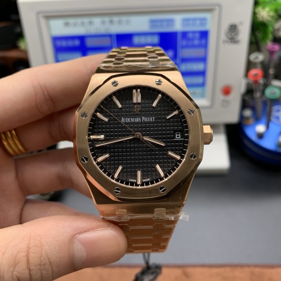 Audemars Piguet-Royal Oak 41mm 15500 RG/RG Black Dial ZF V2 A4302 Mod