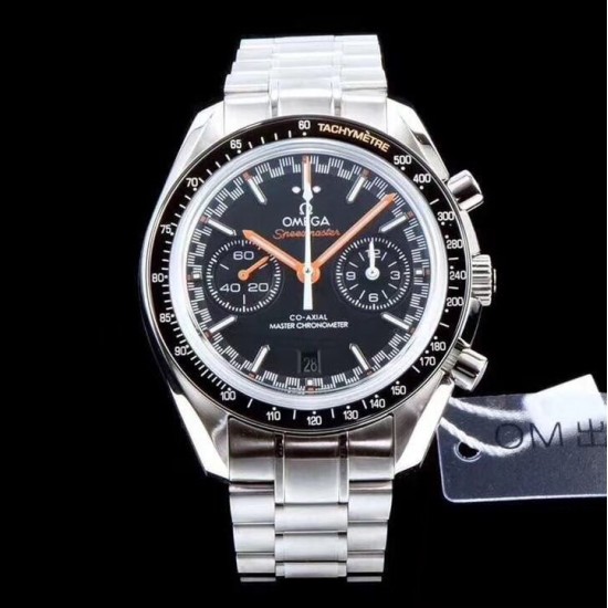  Omega-Speedmaster Moonwatch Chronograph 44MM SS/SS Black/Org V2 OMF A7750 9900