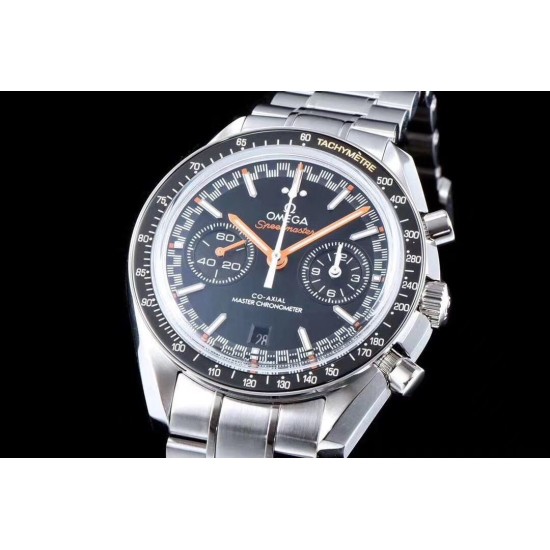  Omega-Speedmaster Moonwatch Chronograph 44MM SS/SS Black/Org V2 OMF A7750 9900