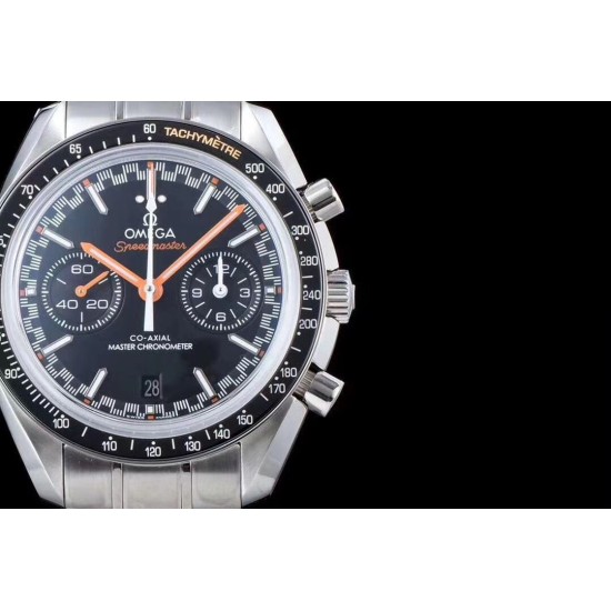  Omega-Speedmaster Moonwatch Chronograph 44MM SS/SS Black/Org V2 OMF A7750 9900