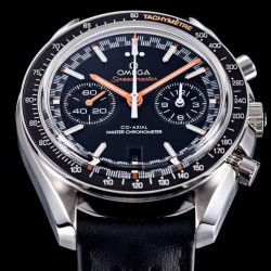  Omega-Speedmaster Moonwatch Chronograph 44MM SS/LE Blk/Org Dial V2 OMF A7750 9900