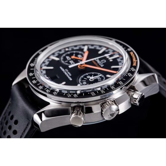  Omega-Speedmaster Moonwatch Chronograph 44MM SS/LE Blk/Org Dial V2 OMF A7750 9900