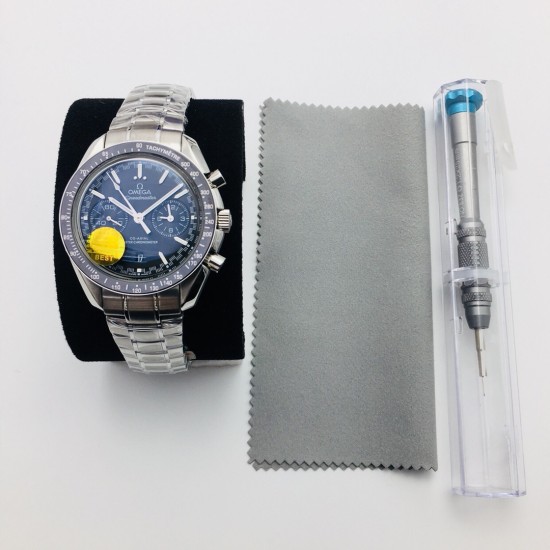  Omega-Speedmaster Moonwatch Chronograph 44MM SS/SS Black Dial GBF A7750