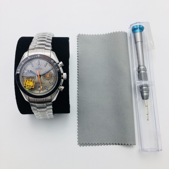 Omega-Speedmaster Moonwatch Chronograph 44MM SS/SS Grey/Orange GBF A7750