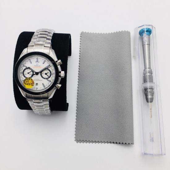  Omega-Speedmaster Moonwatch Chronograph 44MM SS/SS White Dial GBF A7750
