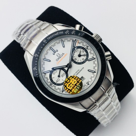  Omega-Speedmaster Moonwatch Chronograph 44MM SS/SS White Dial GBF A7750