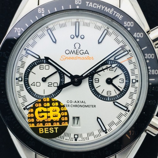  Omega-Speedmaster Moonwatch Chronograph 44MM SS/SS White Dial GBF A7750