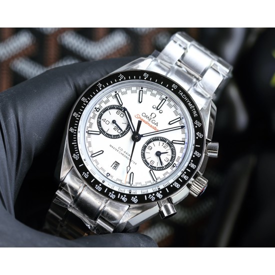  Omega-Speedmaster Moonwatch Chronograph 44MM SS/SS White Dial BTF A7750