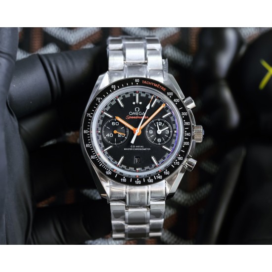  Omega-Speedmaster Moonwatch Chronograph 44MM SS/SS Grey/Org BTF A7750