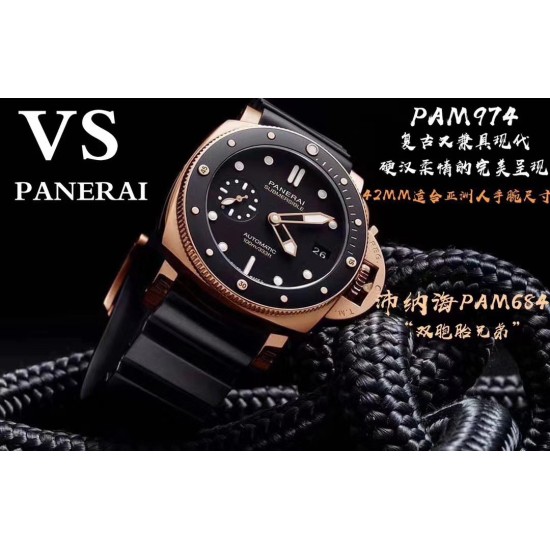 Panerai-Submersible PAM974 42mm RG/LE Black Dial VSF OP XXXIV