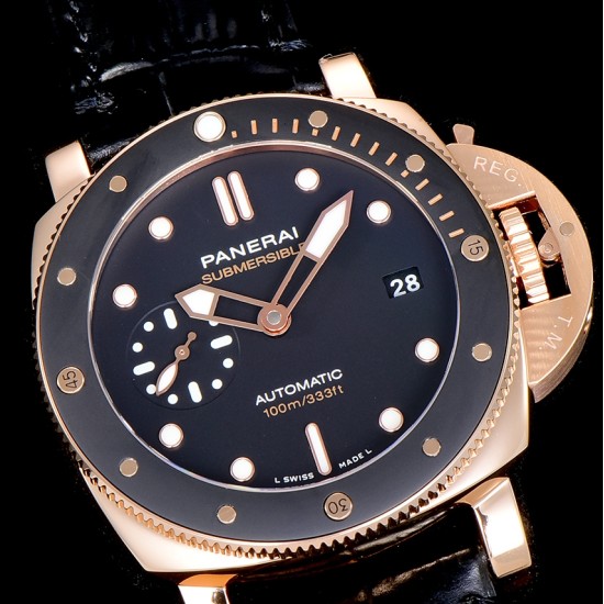 Panerai-Submersible PAM974 42mm RG/LE Black Dial VSF OP XXXIV
