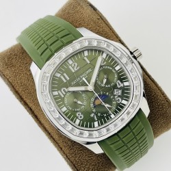 Patek Philippe - Aquanaut Travel Time 40mm Diamonds SS/RU Green Dial PPF A324
