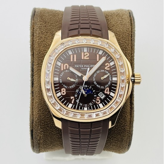 Patek Philippe - Aquanaut Travel Time 40mm Diamonds RG/RU Brown Dial PPF A324