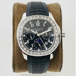 Patek Philippe - Aquanaut Travel Time 40mm Diamonds SS/RU Black Dial PPF A324