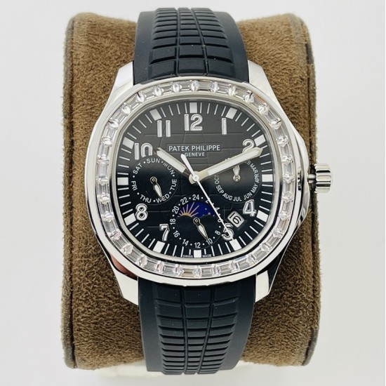 Patek Philippe - Aquanaut Travel Time 40mm Diamonds SS/RU Black Dial PPF A324