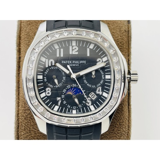 Patek Philippe - Aquanaut Travel Time 40mm Diamonds SS/RU Black Dial PPF A324