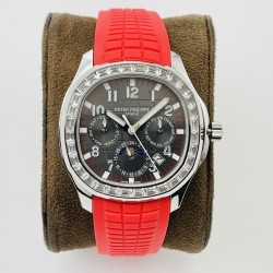 Patek Philippe - Aquanaut Travel Time 40mm Diamonds SS/RU Grey Dial PPF A324