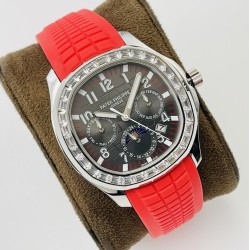 Patek Philippe - Aquanaut Travel Time 40mm Diamonds SS/RU Grey Dial PPF A324