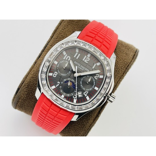 Patek Philippe - Aquanaut Travel Time 40mm Diamonds SS/RU Grey Dial PPF A324