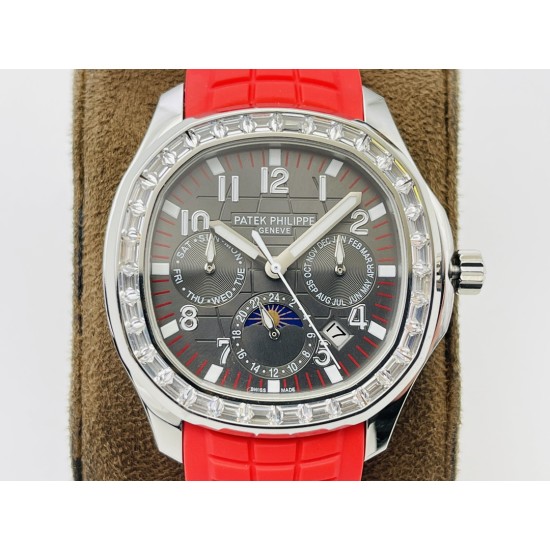 Patek Philippe - Aquanaut Travel Time 40mm Diamonds SS/RU Grey Dial PPF A324