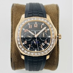 Patek Philippe - Aquanaut Travel Time 40mm Diamonds RG/RU Black Dial PPF A324