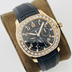 Patek Philippe - Aquanaut Travel Time 40mm Diamonds RG/RU Black Dial PPF A324