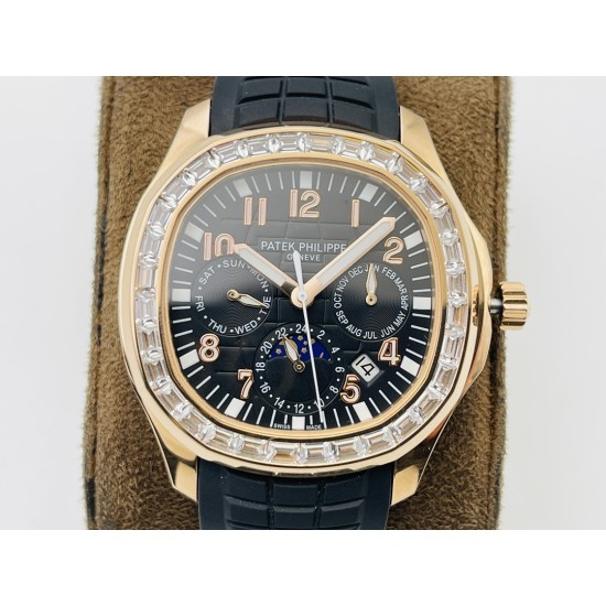 Patek Philippe - Aquanaut Travel Time 40mm Diamonds RG/RU Black Dial PPF A324