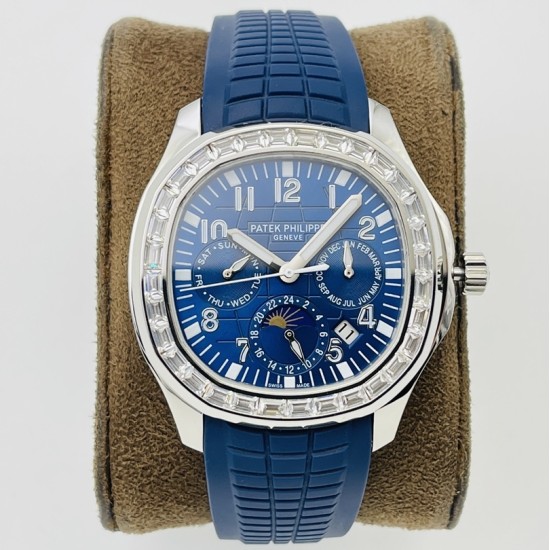 Patek Philippe - Aquanaut Travel Time 40mm Diamonds SS/RU Blue Dial PPF A324